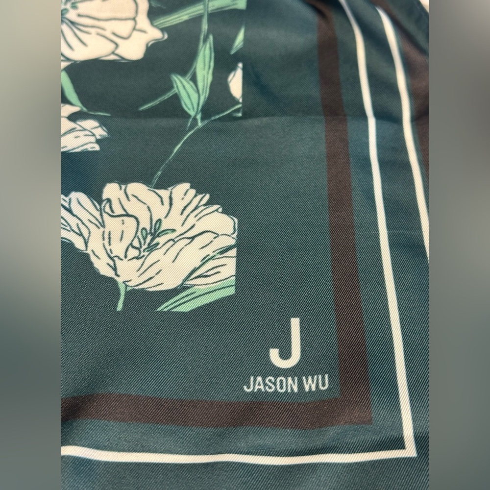 Jason Wu scarf- floral with teal and green hues - Picture 5 of 8